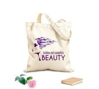 AILOONG Logotipo de belleza, moda y cosmética con cara de niña Bolsa de lona Tela de 340g/m² de grosor Sustituye a la mochila escolar