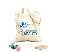 AILOONG Logotipo de belleza, moda y cosmética con cara de niña Bolsa de lona Tela de 340g/m² de grosor Sustituye a la mochila escolar