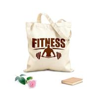 AILOONG Logotipo de fitness con un hombre levantando una barra. Bolsa de lona con fondo reforzado Tela de 340g/m² de grosor Se usa como bolsa de regalo