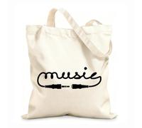 AILOONG Logotipo de palabra de amante de la música de alambre para adolescentes Bolsa de compras de lona de algodón Tela de 12 oz de grosor Se usa como bolsa de regalo 35x40cm Grande