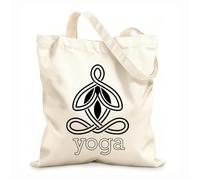 AILOONG Logotipo del centro de yoga Meditación Budismo Zen Bolsa de lona Tela de 12 oz de grosor Sustituye a la mochila escolar 31x36cm Mediano