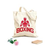 AILOONG Logotipos de boxeo, silueta 4 Bolsa de tela con asa plana Tela de 340g/m² de grosor Sustituye a la mochila escolar