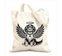 AILOONG Maceta con diseño de perro cocker spaniel con alas de ángel y halo Bolsa de tela con asa plana Tela de 12 oz de grosor Sustituye a la mochila escolar 31x36cm Mediano