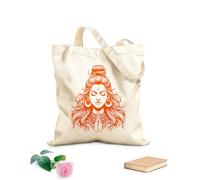 AILOONG mahashivratri especial señor shiva mahakal silueta tatuajes har har mahadev dios hindú Bolsas de lona con estampados personalizables Tela de 340g/m² de grosor Combina con la ropa