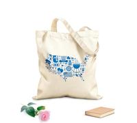 AILOONG Mapa de EE. UU. Símbolo Bandera Días festivos Estados Unidos Bolsa de compras de lona de algodón Tela de 340g/m² de grosor Se usa como bolsa de regalo