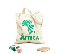 AILOONG Mapa del continente africano con símbolos y adornos étnicos Bolsa de compras de lona de algodón Tela de 340g/m² de grosor Se usa como bolsa de regalo