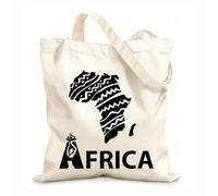 AILOONG Mapa del continente africano con símbolos y adornos étnicos Bolsa de compras de lona de algodón Tela de 12 oz de grosor Se usa como bolsa de regalo 25x30cm Pequeño