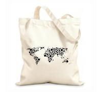 AILOONG Mapa del mundo de la Tierra con divertidos círculos de burbujas Bolsa de compras de lona de algodón Tela de 12 oz de grosor Se usa como bolsa de regalo 25x30cm Pequeño
