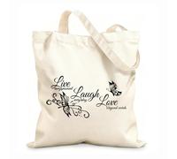 AILOONG Mariposa Ama Vive Ríe Inspirador Bolsa de lona sin blanquear Tela de 12 oz de grosor Se usa como bolsa de herramientas 31x36cm Mediano