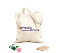 AILOONG Más Poderosas Que Tus Excusas Frases Inspiradoras Simples Fitnesscenter Bolsos de calicó para mujer Tela de 340g/m² de grosor Plegable