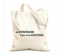 AILOONG Más Poderosas Que Tus Excusas Frases Inspiradoras Simples Fitnesscenter Bolsos de calicó para mujer Tela de 12 oz de grosor Plegable 31x36cm Mediano