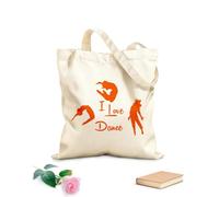 AILOONG Me encanta bailar Tres bailarines bailan Bolsos de calicó para mujer Tela de 340g/m² de grosor Plegable