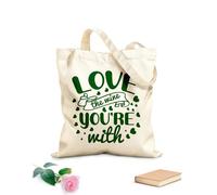 AILOONG Me encanta el vino con el que estás. Bolsas de lona con estampados personalizables Tela de 340g/m² de grosor Combina con la ropa