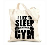 AILOONG Me gusta dormir pero no me gusta el diseño del gimnasio. Bolsas de lona con estampados personalizables Tela de 12 oz de grosor Combina con la ropa 25x30cm Pequeño