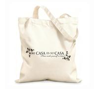 AILOONG Mi Casa Es Tu Bienvenido Entrada Hola Mi Casa Es Tu Casa Déjate Ser Bolsos de calicó para mujer Tela de 12 oz de grosor Plegable 25x30cm Pequeño