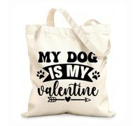 AILOONG Mi perro es mi Valentín Bolsos de hombro de lona de algodón Tela de 12 oz de grosor Se usa como bolsa de herramientas 25x30cm Pequeño