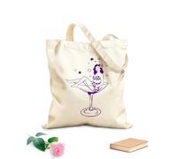 AILOONG Mujer Copa de Vino Chica Martini Pin up Bolsa de compras de lona de algodón Tela de 340g/m² de grosor Se usa como bolsa de regalo
