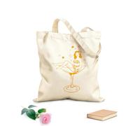 AILOONG Mujer Copa de Vino Chica Martini Pin up Bolsa de compras de lona de algodón Tela de 340g/m² de grosor Se usa como bolsa de regalo