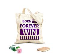 AILOONG Nacido para ganar por siempre, tipografía motivacional, inspiradora, moderna y genial. Bolsa de tela con asa plana Tela de 340g/m² de grosor Sustituye a la mochila escolar