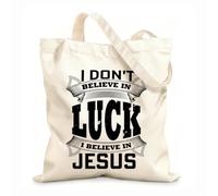 AILOONG No creo en la suerte, creo en Jesús. Bolsas de lona con estampados personalizables Tela de 12 oz de grosor Combina con la ropa 35x40cm Grande