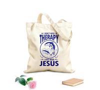 AILOONG No necesito terapia, solo necesito la plantilla de Jesús. Bolsas de lona con estampados personalizables Tela de 340g/m² de grosor Combina con la ropa
