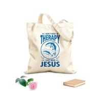 AILOONG No necesito terapia, solo necesito la plantilla de Jesús. Bolsas de lona con estampados personalizables Tela de 340g/m² de grosor Combina con la ropa