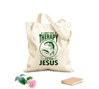 AILOONG No necesito terapia, solo necesito la plantilla de Jesús. Bolsas de lona con estampados personalizables Tela de 340g/m² de grosor Combina con la ropa