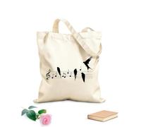 AILOONG Notas Música Pájaros Romántico Bolsa de lona sin blanquear Tela de 12 oz de grosor Se usa como bolsa de herramientas 25x30cm Pequeño
