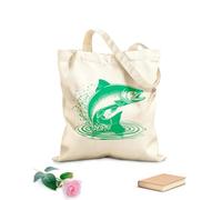 AILOONG Obra de arte de silueta de pez lubina Bolsos de hombro de lona de algodón Tela de 340g/m² de grosor Se usa como bolsa de herramientas