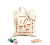 AILOONG Palabras Amor Romance Felicidad Inscripción Cita Bolsa de lona sin blanquear Tela de 340g/m² de grosor Se usa como bolsa de herramientas