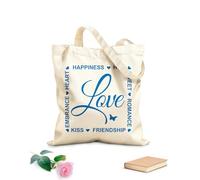 AILOONG Palabras Amor Romance Felicidad Inscripción Cita Bolsa de lona sin blanquear Tela de 340g/m² de grosor Se usa como bolsa de herramientas