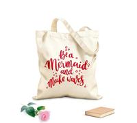 AILOONG Palabras Cita Sé Sirena Y Haz Olas Bolsa de compras de lona de algodón Tela de 340g/m² de grosor Se usa como bolsa de regalo