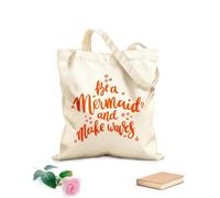 AILOONG Palabras Cita Sé Sirena Y Haz Olas Bolsa de compras de lona de algodón Tela de 340g/m² de grosor Se usa como bolsa de regalo