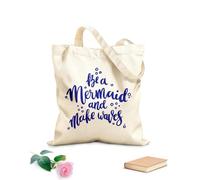 AILOONG Palabras Cita Sé Sirena Y Haz Olas Bolsa de compras de lona de algodón Tela de 340g/m² de grosor Se usa como bolsa de regalo