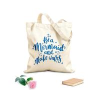 AILOONG Palabras Cita Sé Sirena Y Haz Olas Bolsa de compras de lona de algodón Tela de 340g/m² de grosor Se usa como bolsa de regalo