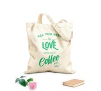 AILOONG Palabras Citas Todo lo que necesitas Amor y Café Bolsa de lona Tela de 340g/m² de grosor Sustituye a la mochila escolar