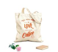 AILOONG Palabras Citas Todo lo que necesitas Amor y Café Bolsa de lona Tela de 340g/m² de grosor Sustituye a la mochila escolar