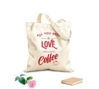 AILOONG Palabras Citas Todo lo que necesitas Amor y Café Bolsa de lona Tela de 340g/m² de grosor Sustituye a la mochila escolar