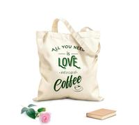 AILOONG Palabras Citas Todo lo que necesitas Amor y Café Bolsa de lona Tela de 340g/m² de grosor Sustituye a la mochila escolar