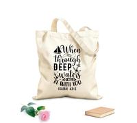 AILOONG Palabras de cita de aguas profundas con letras Bolsa de lona sin blanquear Tela de 12 oz de grosor Se usa como bolsa de herramientas 25x30cm Pequeño