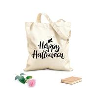AILOONG Palabras Feliz Halloween Bruja Magia Brujería Bolsa de lona sin blanquear Tela de 12 oz de grosor Se usa como bolsa de herramientas 35x40cm Grande