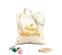 AILOONG Palabras Feliz Halloween Bruja Magia Brujería Bolsa de lona sin blanquear Tela de 340g/m² de grosor Se usa como bolsa de herramientas