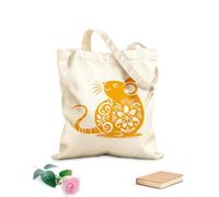 AILOONG Patrón de pancarta del Año Nuevo Lunar del animal rata del zodiaco chino Signo del zodiaco Rata china Bolsa de tela con asa plana Tela de 340g/m² de grosor Sustituye a la mochila escolar