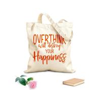 AILOONG Pensar demasiado puede arruinar tu felicidad: citas motivacionales inspiradoras Bolsa de lona para vino Tela de 340g/m² de grosor Combina con la ropa
