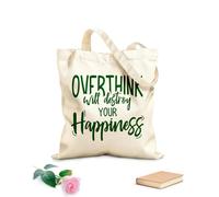 AILOONG Pensar demasiado puede arruinar tu felicidad: citas motivacionales inspiradoras Bolsa de lona para vino Tela de 340g/m² de grosor Combina con la ropa