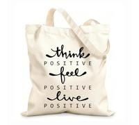 AILOONG Pensar, sentir, vivir, positivo, citar palabras, letras Bolsa de lona sin blanquear Tela de 12 oz de grosor Se usa como bolsa de herramientas 25x30cm Pequeño