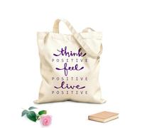 AILOONG Pensar, sentir, vivir, positivo, citar palabras, letras Bolsa de lona sin blanquear Tela de 340g/m² de grosor Se usa como bolsa de herramientas
