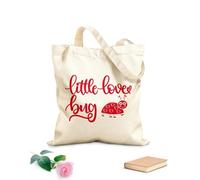AILOONG Pequeño bichito del amor, día de San Valentín, corazón, amor, sé mío, vacaciones Bolsas de lona con estampados personalizables Tela de 340g/m² de grosor Combina con la ropa