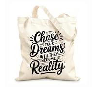 AILOONG Persigue tus sueños hasta que se hagan realidad Bolsas reutilizables para la compra Tela de 12 oz de grosor Plegable 35x40cm Grande