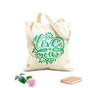 AILOONG Postal de amor, letras, tinta de amor, caligrafía moderna con pincel Bolsas de lona con estampados personalizables Tela de 340g/m² de grosor Combina con la ropa